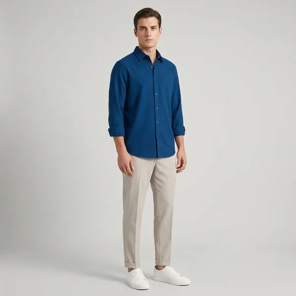 Navy_Grey_And_White_Cotton_Regular_Fit_Shirt_Pant_Shoes_Set_For_Men