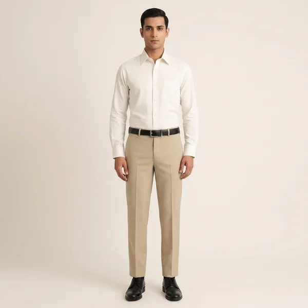 White_Beige_And_Black_Cotton_Regular_Fit_Shirt_Pant_Shoes_Set_For_Men