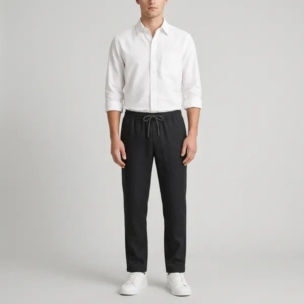 Black_And_White_Cotton-Linen_Regular_Fit_Shirt_Pant_Shoes_Set_For_Men