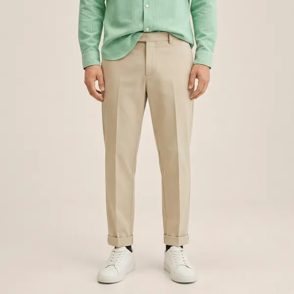 Green_Beige_And_White_Cotton_Shirt_Pant_And_Pu_Leather_Shoes_Set_For_Men