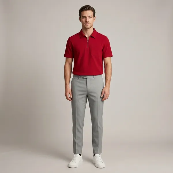 Maroon_Grey_And_White_Cotton_Blend_T-Shirt_Pant_And_Pu_Leather_Shoes_Set_For_Men