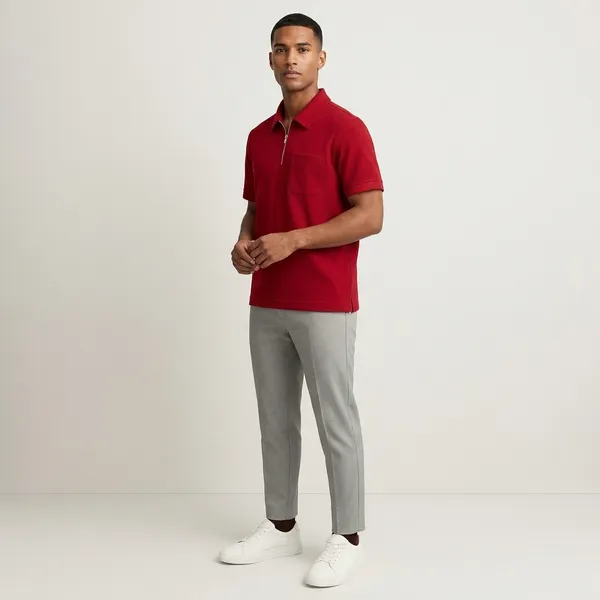 Maroon_Grey_And_White_Cotton_Blend_T-Shirt_Pant_And_Pu_Leather_Shoes_Set_For_Men