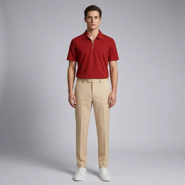 Maroon_Beige_And_White_Cotton_Blend_T-Shirt_Pant_And_Pu_Leather_Shoes_Set_For_Men