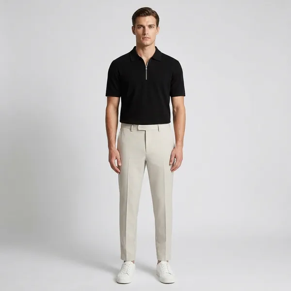 Black_Off_White_And_White_Cotton_Blend_T-Shirt_Pant_And_Pu_Leather_Shoes_Set_For_Men