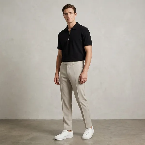 Black_Off_White_And_White_Cotton_Blend_T-Shirt_Pant_And_Pu_Leather_Shoes_Set_For_Men