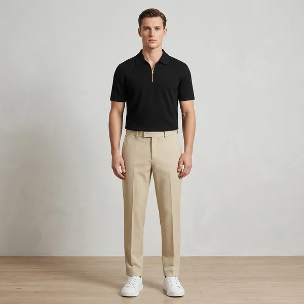 Black_Beige_And_White_Cotton_Blend_T-Shirt_Pant_And_Pu_Leather_Shoes_Set_For_Men