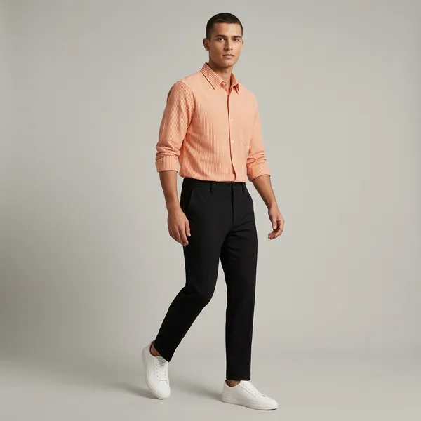 Orange_Black_And_White_Cotton_Blend_Shirt_Pant_And_Shoes_Set_For_Men