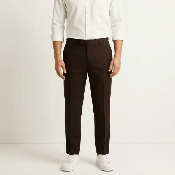 Brown_And_White_Cotton_Blend_Regular_Fit_Shirt_Pant_Shoes_Set_For_Men