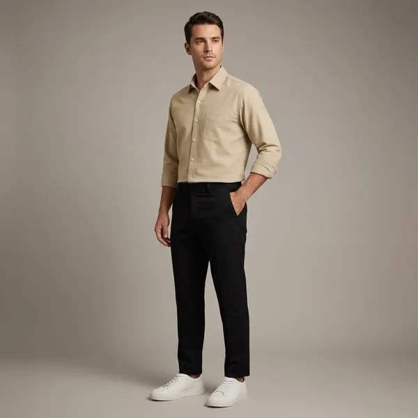 Black_Beige_And_White_Cotton_Blend_Regular_Fit_Shirt_Pant_Shoes_Set_For_Men