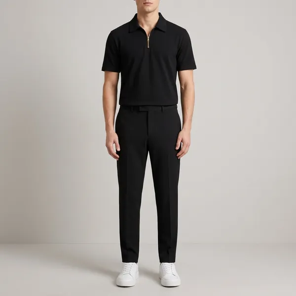 Black_And_White_Cotton_Blend_Regular_Fit_T-Shirt_Pant_Shoes_Set_For_Men