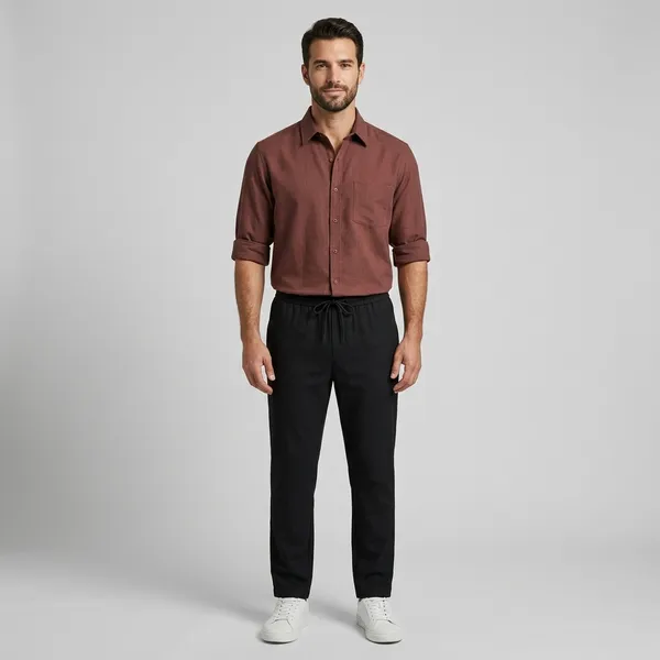 Brown_Black_And_White_Cotton_Blend_Regular_Fit_Shirt_Pant_Shoes_Set_For_Men