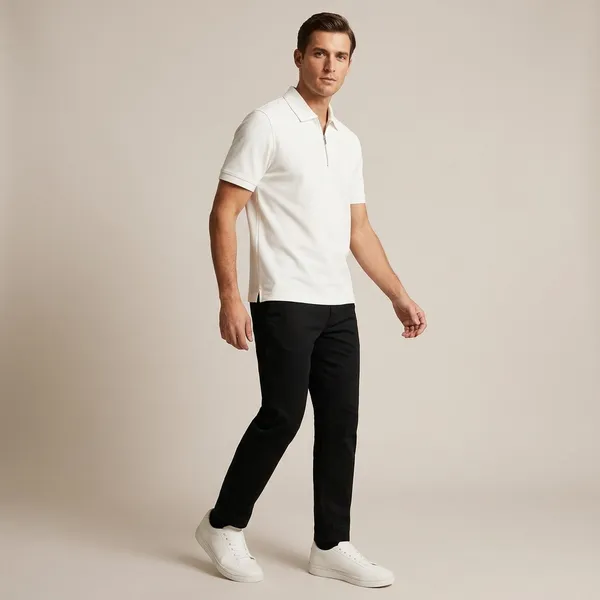 Black_And_White_Cotton_Blend_Regular_Fit_T-Shirt_Pant_Shoes_Set_For_Men