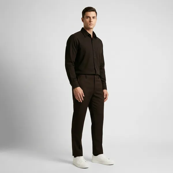 Black_Brown_And_White_Cotton_Blend_Regular_Fit_Shirt_Pant_Shoes_Set_For_Men