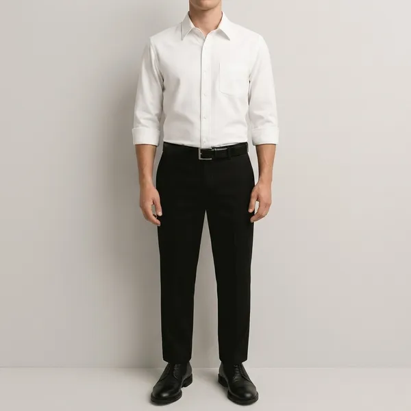 Black_And_White_Cotton_Blend_Regular_Fit_Shirt_Pant_Shoes_Set_For_Men