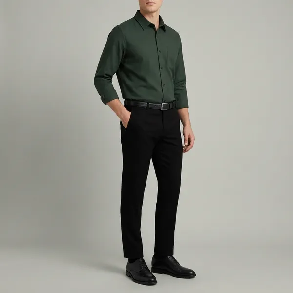 Green_And_Black_Cotton_Blend_Regular_Fit_Shirt_Pant_Shoes_Set_For_Men
