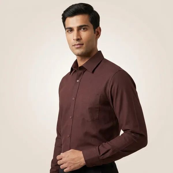 Brown_Cotton_Blend_Regular_Fit_Shirt_For_Men