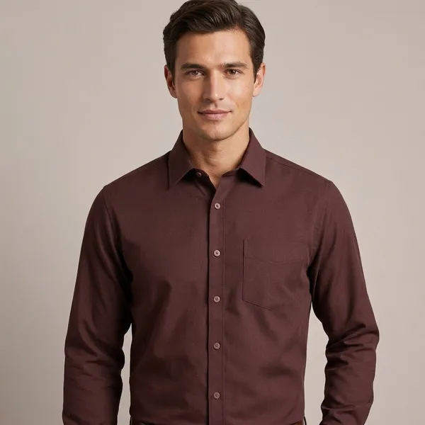 Brown_Cotton_Blend_Regular_Fit_Shirt_For_Men