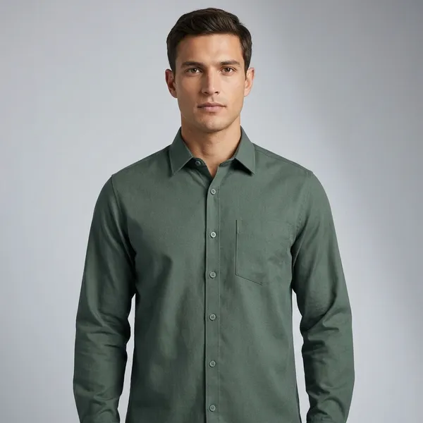 Green_Cotton_Blend_Regular_Fit_Shirt_For_Men