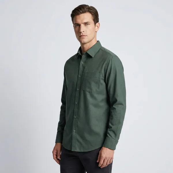 Green_Cotton_Blend_Regular_Fit_Shirt_For_Men
