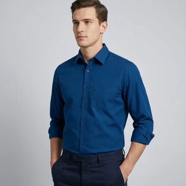 Blue_Cotton_Blend_Regular_Fit_Shirt_For_Men