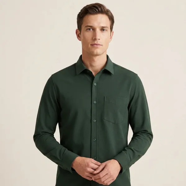 Olive_Green_Cotton_Blend_Regular_Fit_Shirt_For_Men