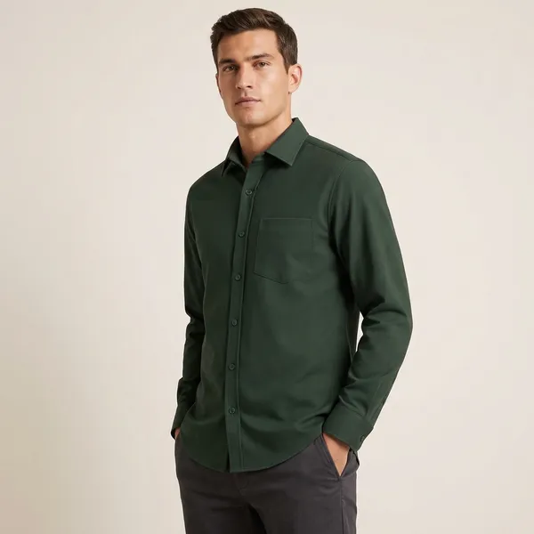 Olive_Green_Cotton_Blend_Regular_Fit_Shirt_For_Men