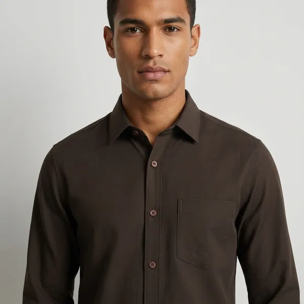 Dark_Brown_Cotton_Blend_Regular_Fit_Shirt_For_Men