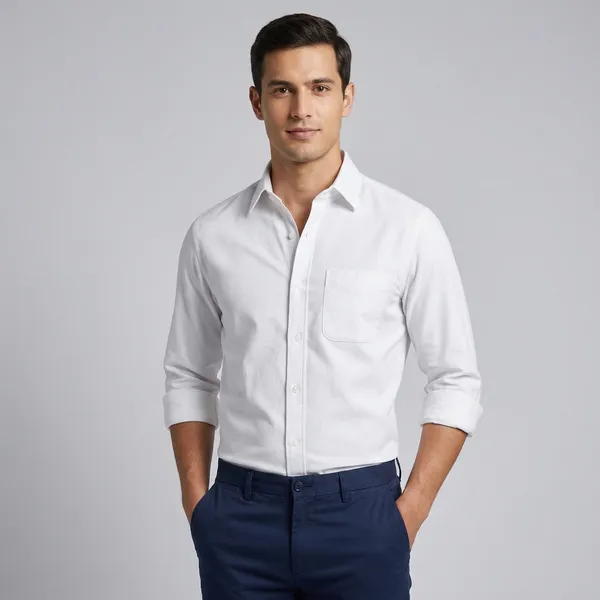 White_Cotton_Blend_Regular_Fit_Shirt_For_Men