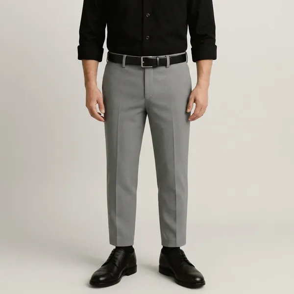 Grey_And_Black_Cotton_Blend_Regular_Fit_Shirt_Pant_Shoes_Set_For_Men