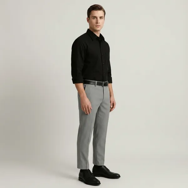 Grey_And_Black_Cotton_Blend_Regular_Fit_Shirt_Pant_Shoes_Set_For_Men