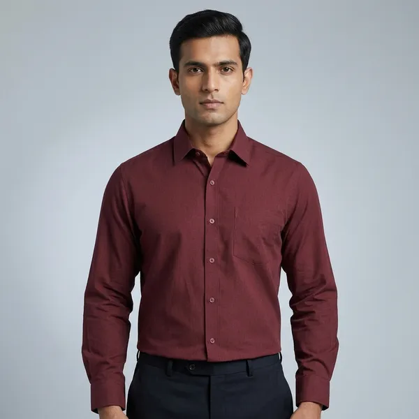Maroon_Cotton_Blend_Regular_Fit_Shirt_For_Men