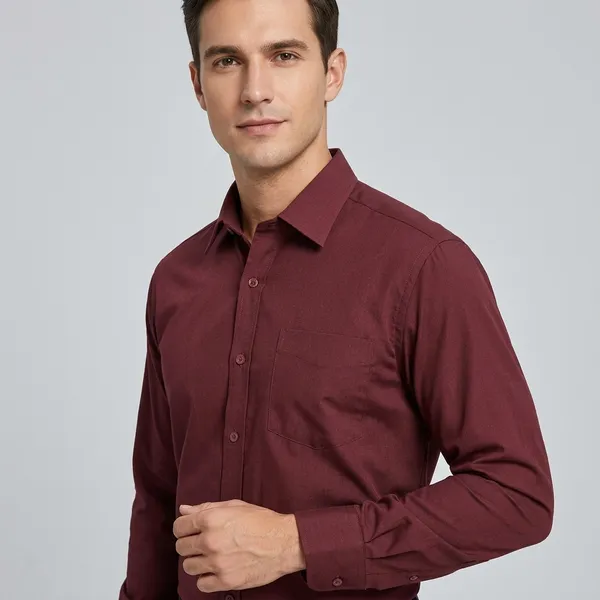 Maroon_Cotton_Blend_Regular_Fit_Shirt_For_Men