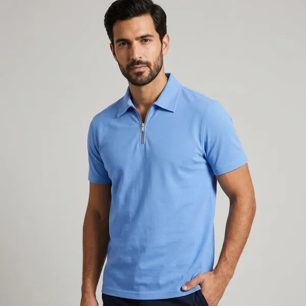 Sky_Blue_Cotton_Zipper_Polo_T-Shirt_For_Men