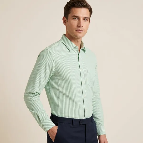 Green_Cotton_Striped_Regular_Fit_Shirt_For_Men