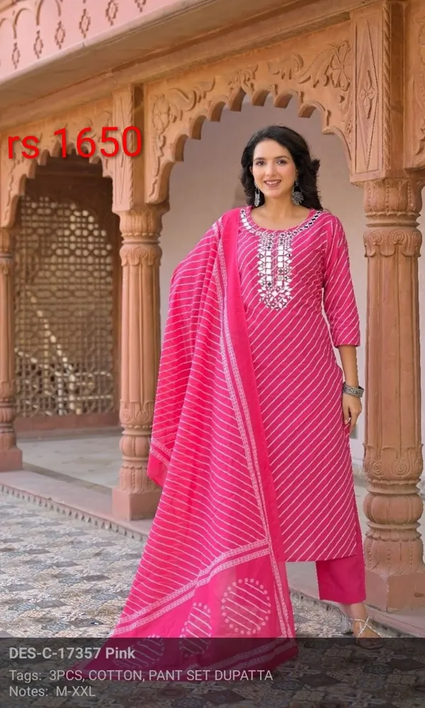 Pink_Cotton_Lehariya_Print_Straight_Kurta_Set_With_Dupatta_For_Women