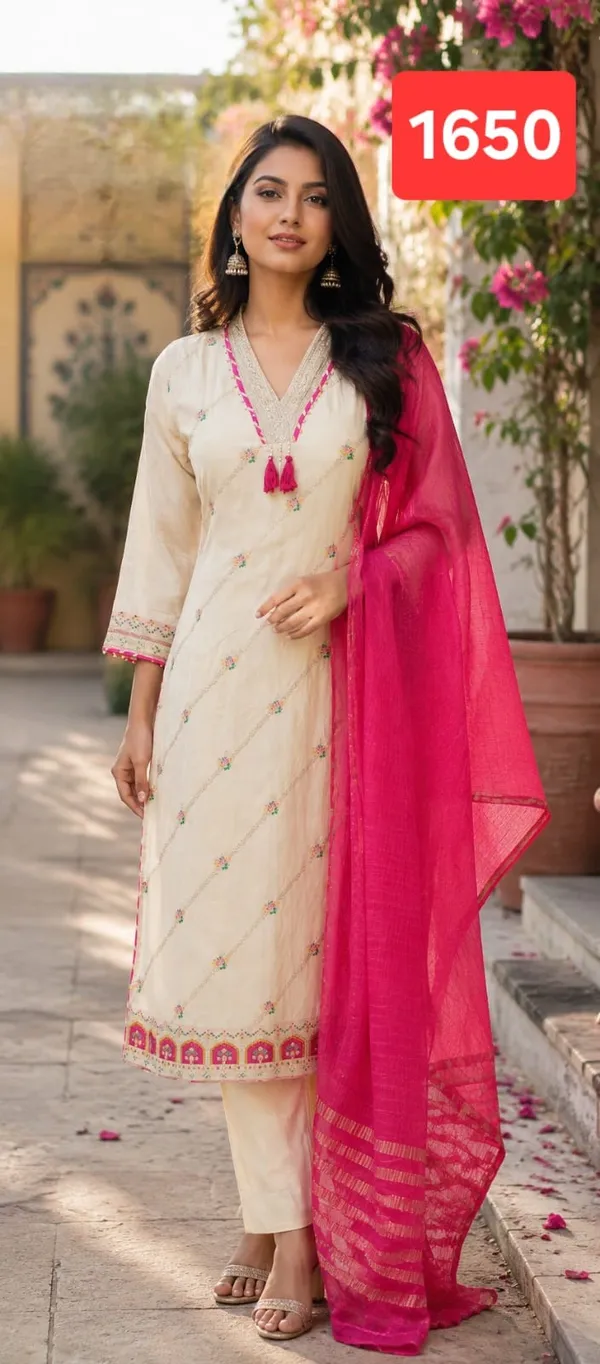Cream_Cotton_Floral_Embroidered_Kurta_Set_With_Dupatta_For_Women