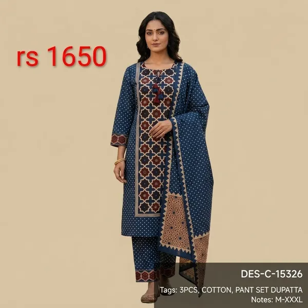 Navy_Blue_Cotton_Printed_Straight_Kurta_Pant_Set_With_Dupatta_For_Women
