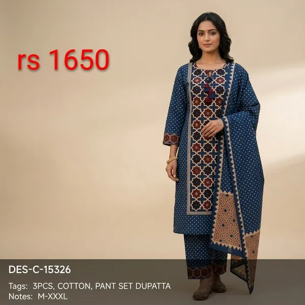 Navy_Blue_Cotton_Printed_Straight_Kurta_Pant_Set_With_Dupatta_For_Women