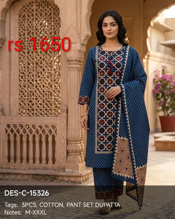 Navy_Blue_Cotton_Printed_Straight_Kurta_Pant_Set_With_Dupatta_For_Women