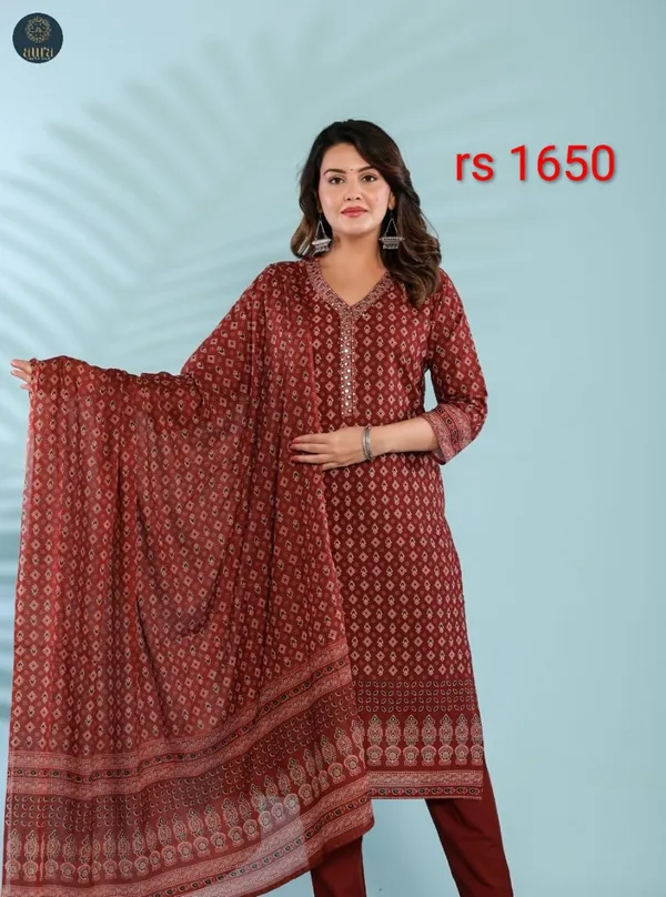 Maroon_Cotton_Printed_Straight_Kurta_Set_With_Dupatta_For_Women