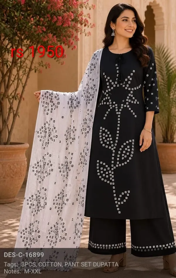 Black_Cotton_Mirror_Work_Kurta_Set_With_Dupatta_For_Women