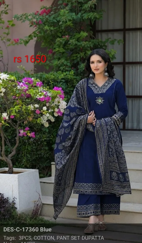 Navy_Blue_Cotton_Embroidered_Straight_Kurta_Set_With_Dupatta_For_Women