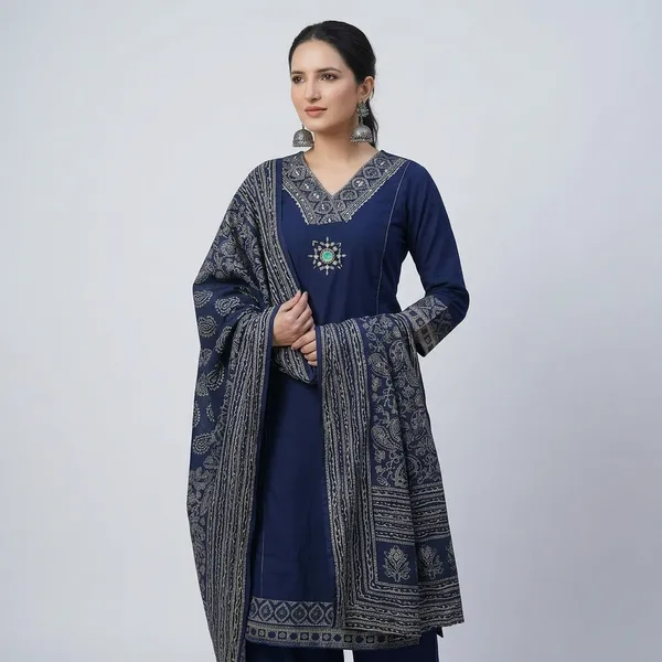 Navy_Blue_Cotton_Embroidered_Straight_Kurta_Set_With_Dupatta_For_Women