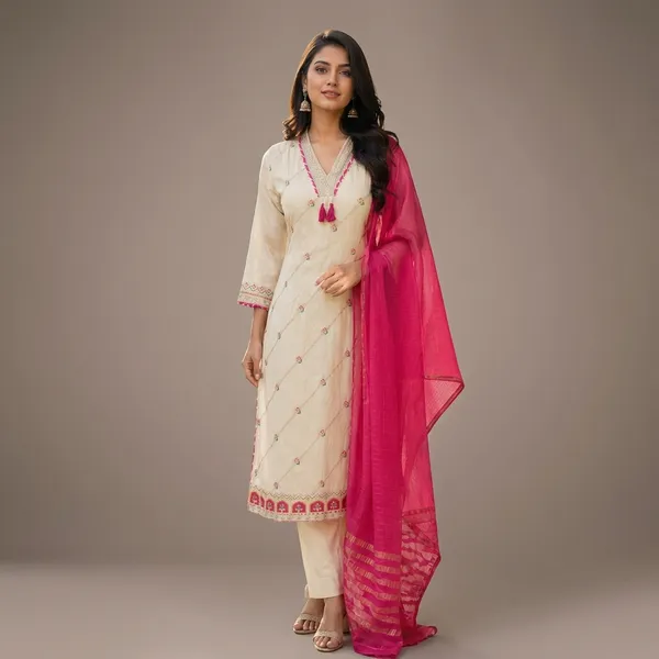 Cream_Cotton_Floral_Embroidered_Kurta_Set_With_Dupatta_For_Women