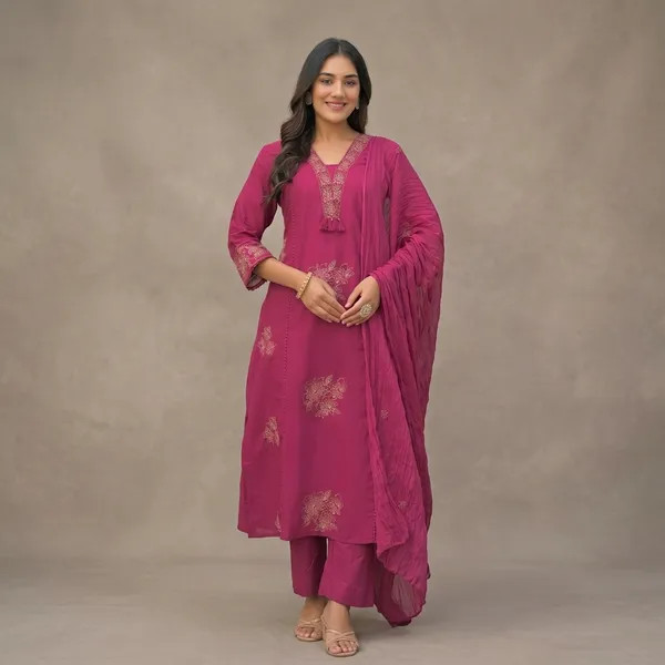 Wine_Cotton_Embroidered_Straight_Kurta_Set_With_Dupatta_For_Women