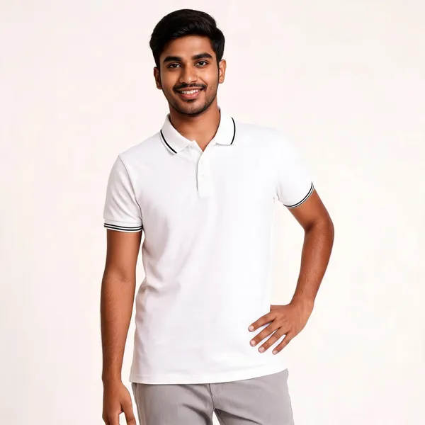 Pctc_White_Polo_T-Shirt_With_Black_Tipping_For_Men