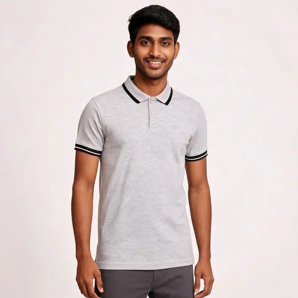 Pctc_Light_Grey_Polo_T-Shirt_With_Black_Tipping_For_Men