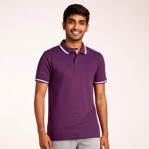 Pctc_Wine_Polo_T-Shirt_With_Contrast_Tipping_For_Men