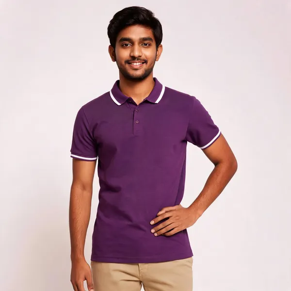 Pctc_Wine_Polo_T-Shirt_With_Contrast_Tipping_For_Men