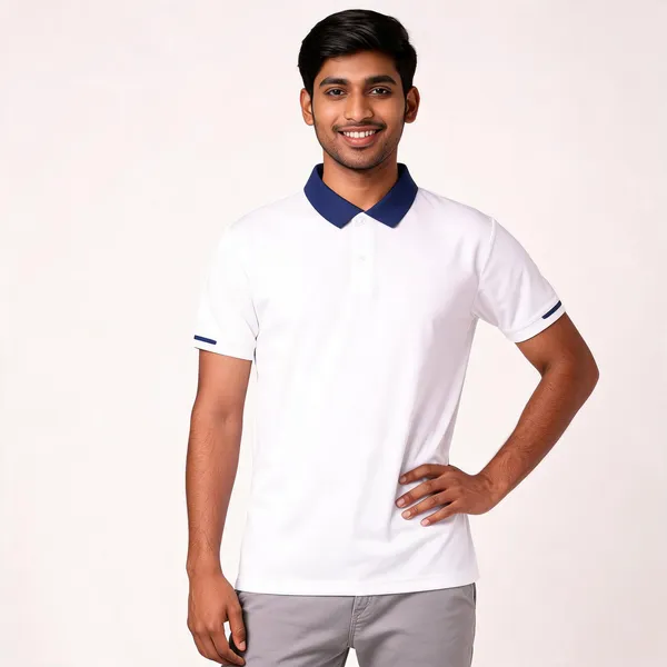 Pctc_White_Polo_T-Shirt_With_Navy_Blue_Collar